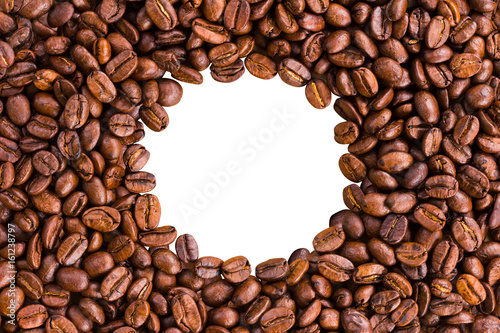 roasted brown coffee beans isolated