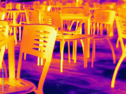 Thermal image of tables and chairs photo