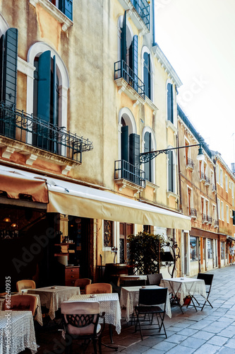 Beautiful view of water street and old buildings in Venice, ITALY