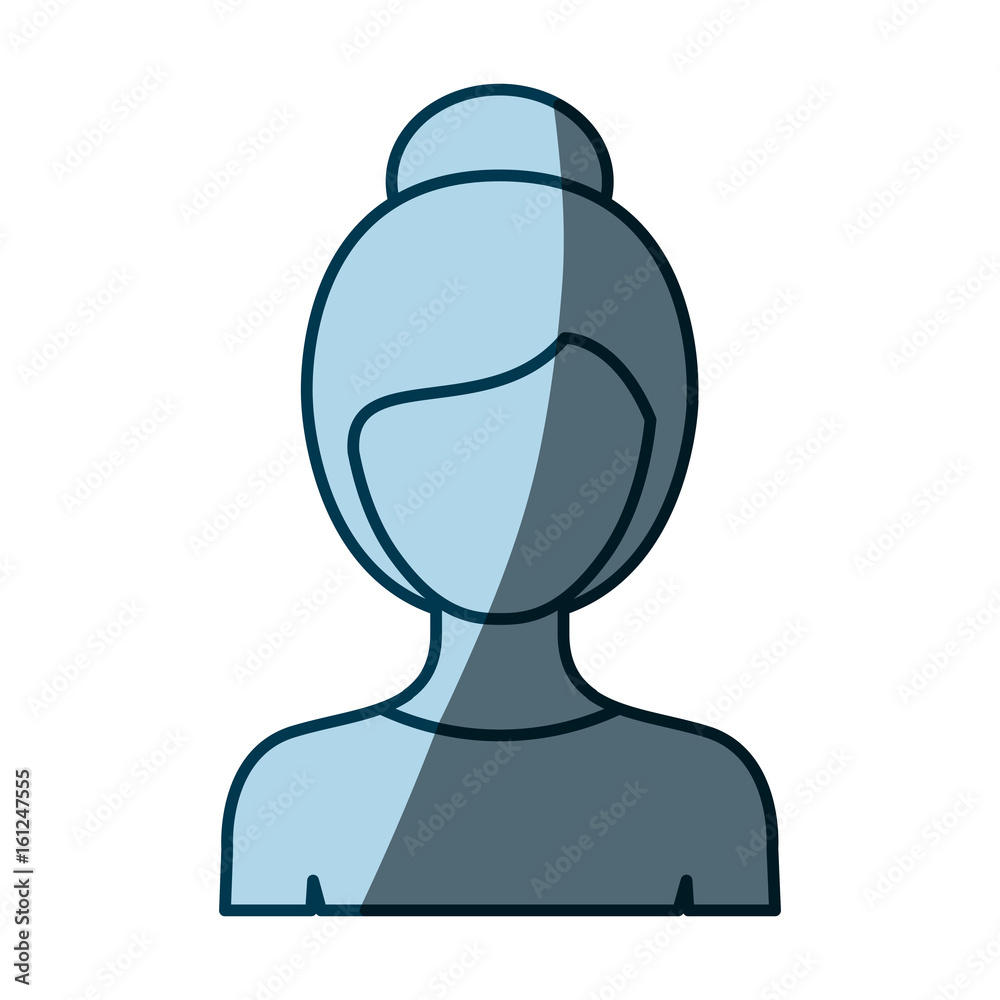 blue color shading silhouette faceless half body woman with collected hairstyle vector illustration blue color shading silhouette faceless half body woman with collected hairstyle vector illustration
