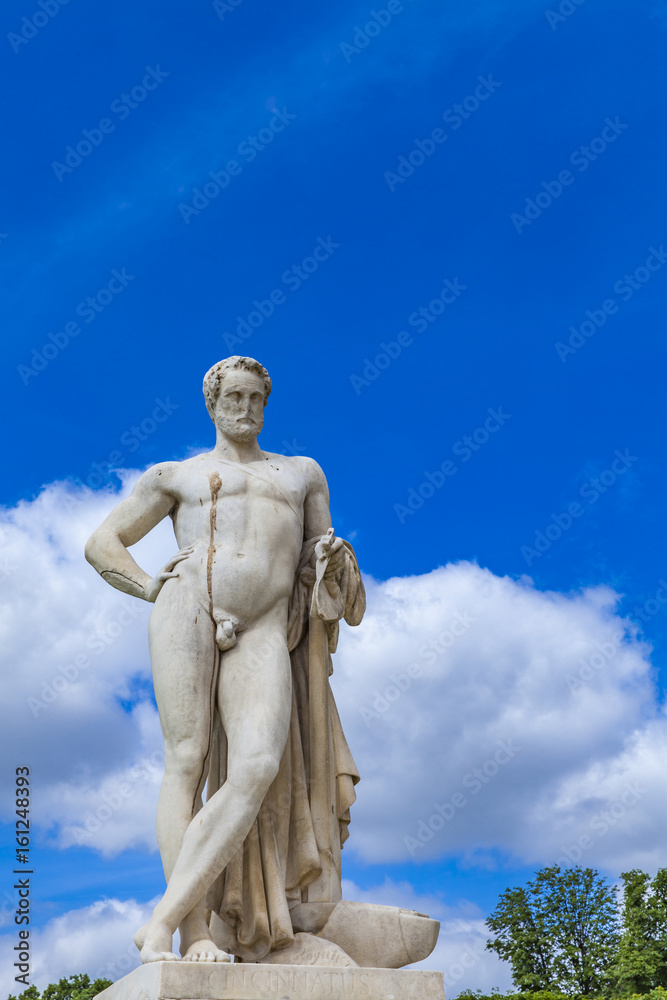 Sculpture Cincinnatus in Tuileries Garden in Paris