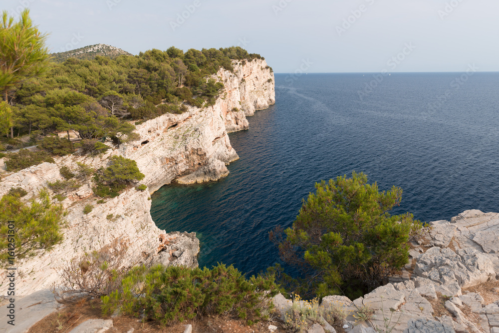 Cliffs in Telascica Nature Park, Adriatic sea in Croatia, Europe