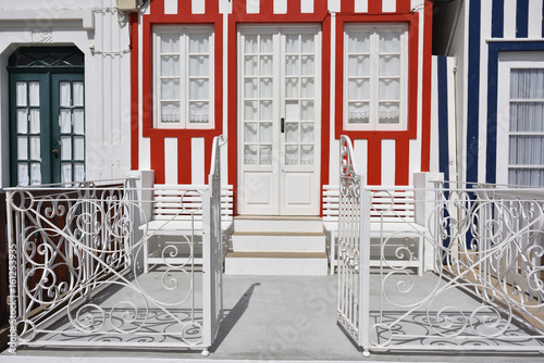 Striped colored houses, Costa Nova, Beira Litoral, Portugal, Europe