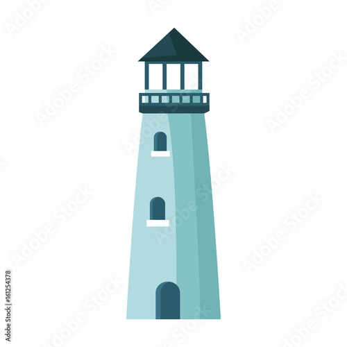 lighthouse cartoon structure on shore vector illustration