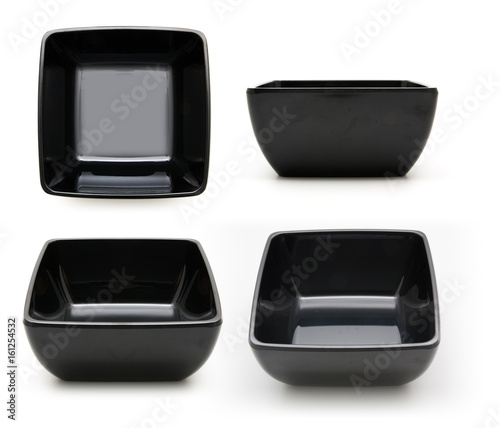 collection of black  bowl isolated on white