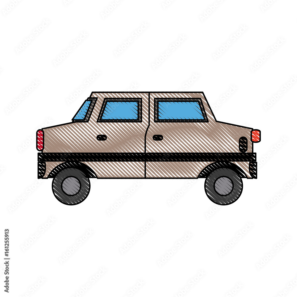 drawing car vehicle transport sedan icon vector illustration