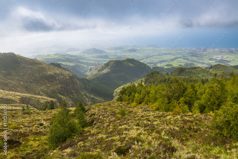 Landscape around the crater of the Pico to Fogo on the island of Sao Miguel
