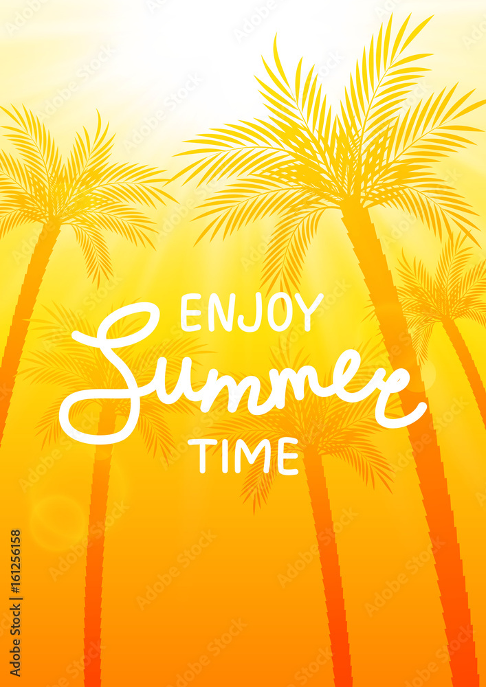 Obraz premium Summer background with palm trees silhouettes