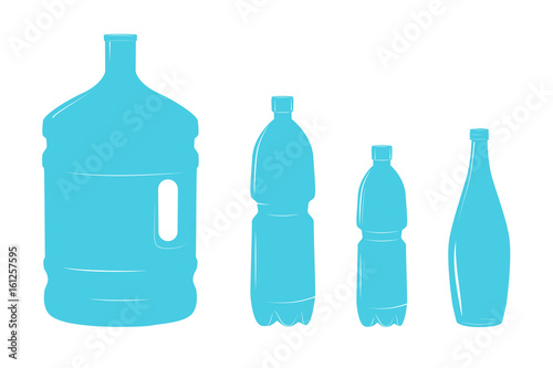 Set of isolated water bottle icon on white background
