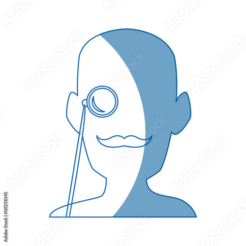 silhouette man portrait wear monocle vector illustration