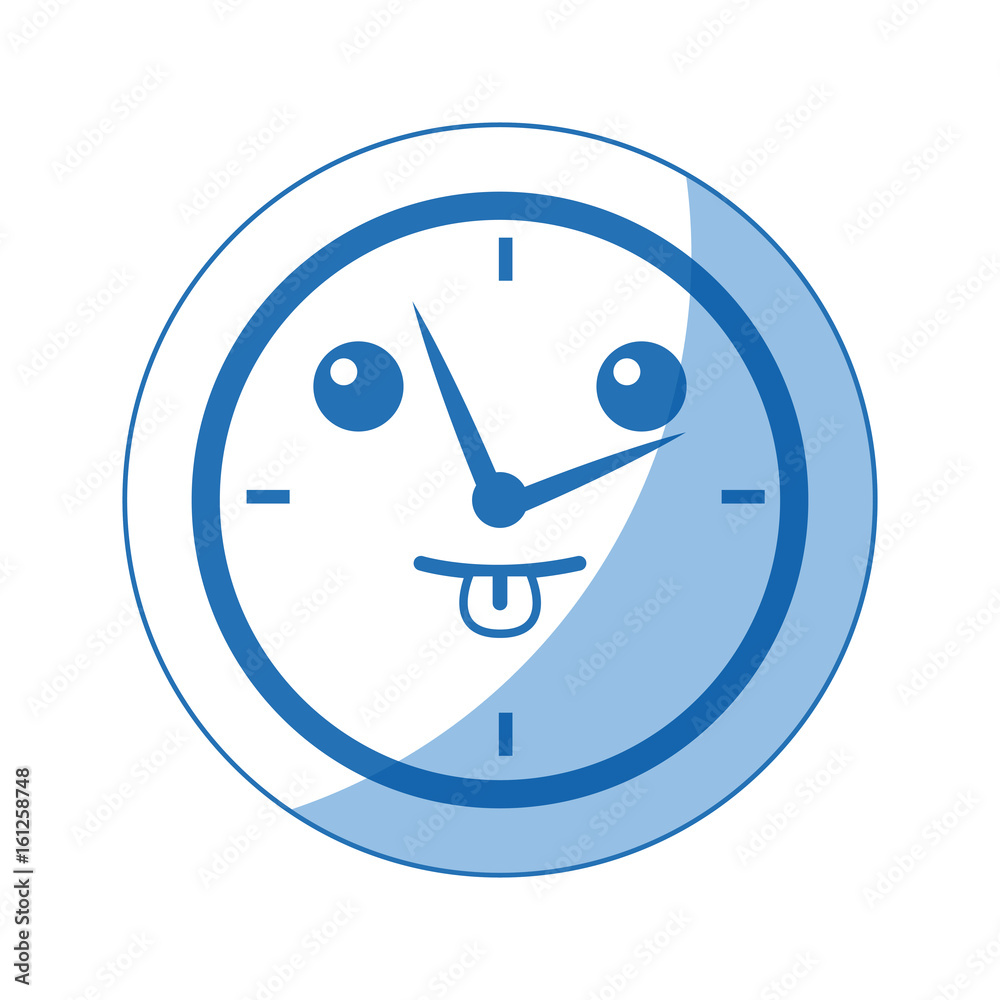 kawaii round clock time hour business object icon vector illustration