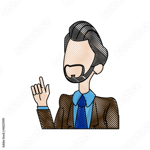 cartoon man business manager people portrait vector illustration