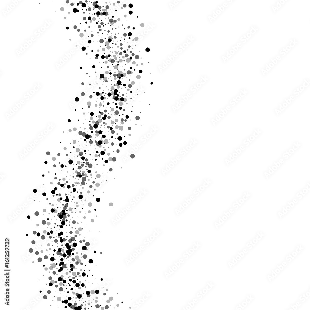 Dense black dots. Left wave with dense black dots on white background. Vector illustration.