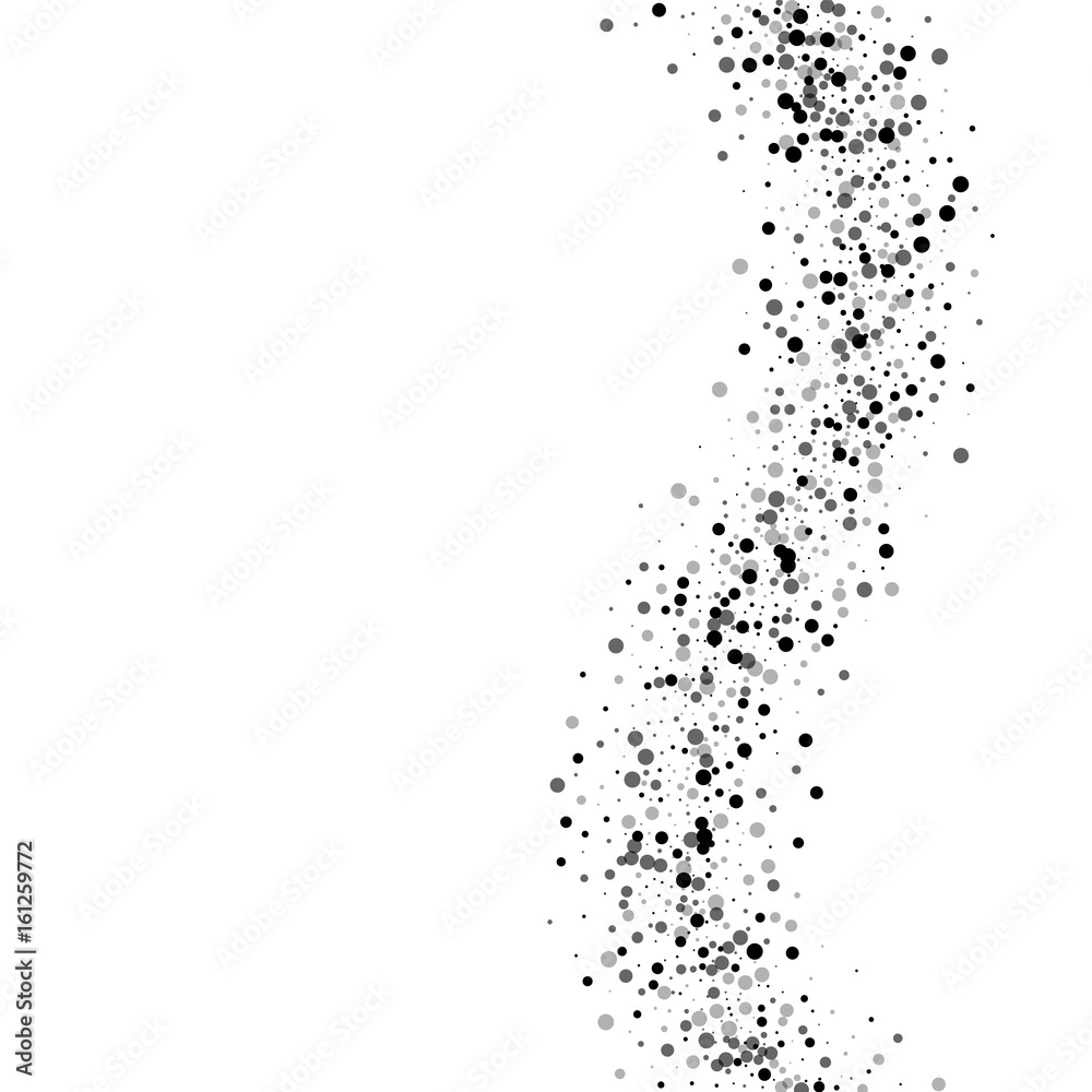Dense black dots. Right wave with dense black dots on white background. Vector illustration.