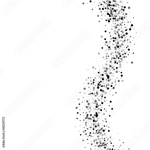 Dense black dots. Right wave with dense black dots on white background. Vector illustration.