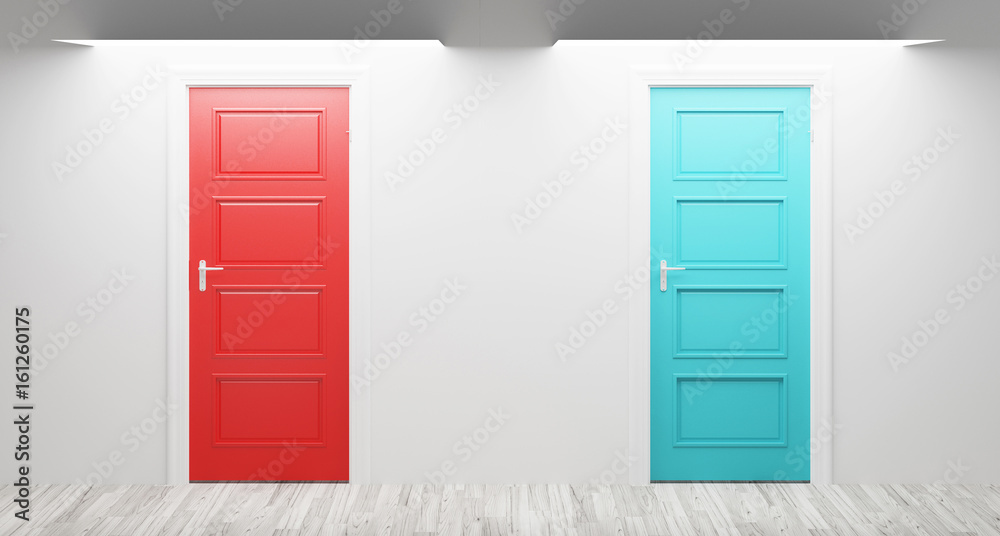 Due porte chiuse, scelta, stanza con parquet Due porte chiuse, scelta, stanza con parquet