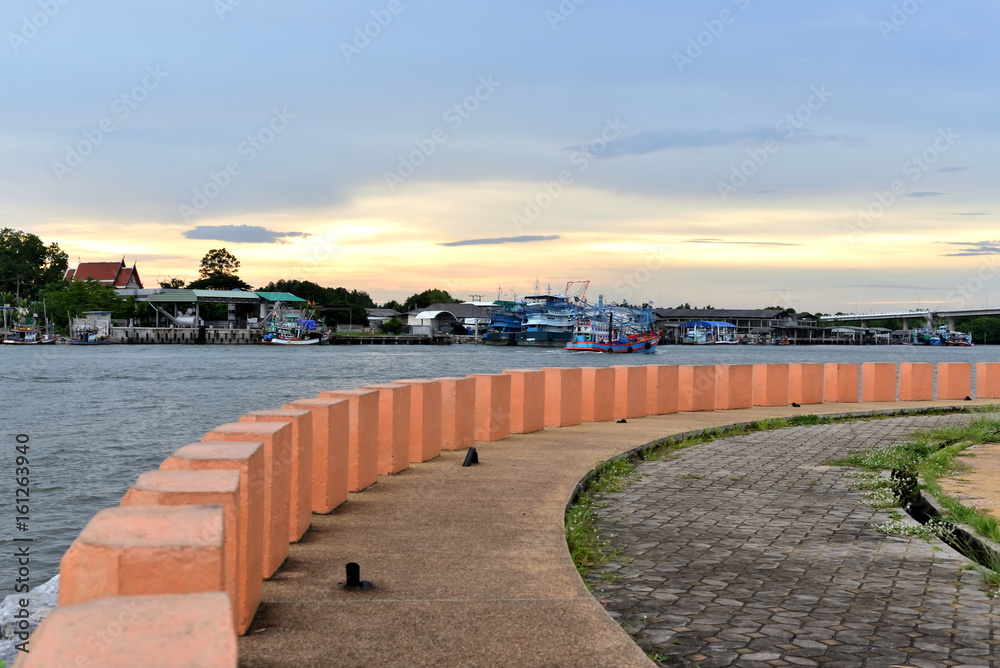 Sunsets and scenic seaside spots in small villages Rayong,Thailand