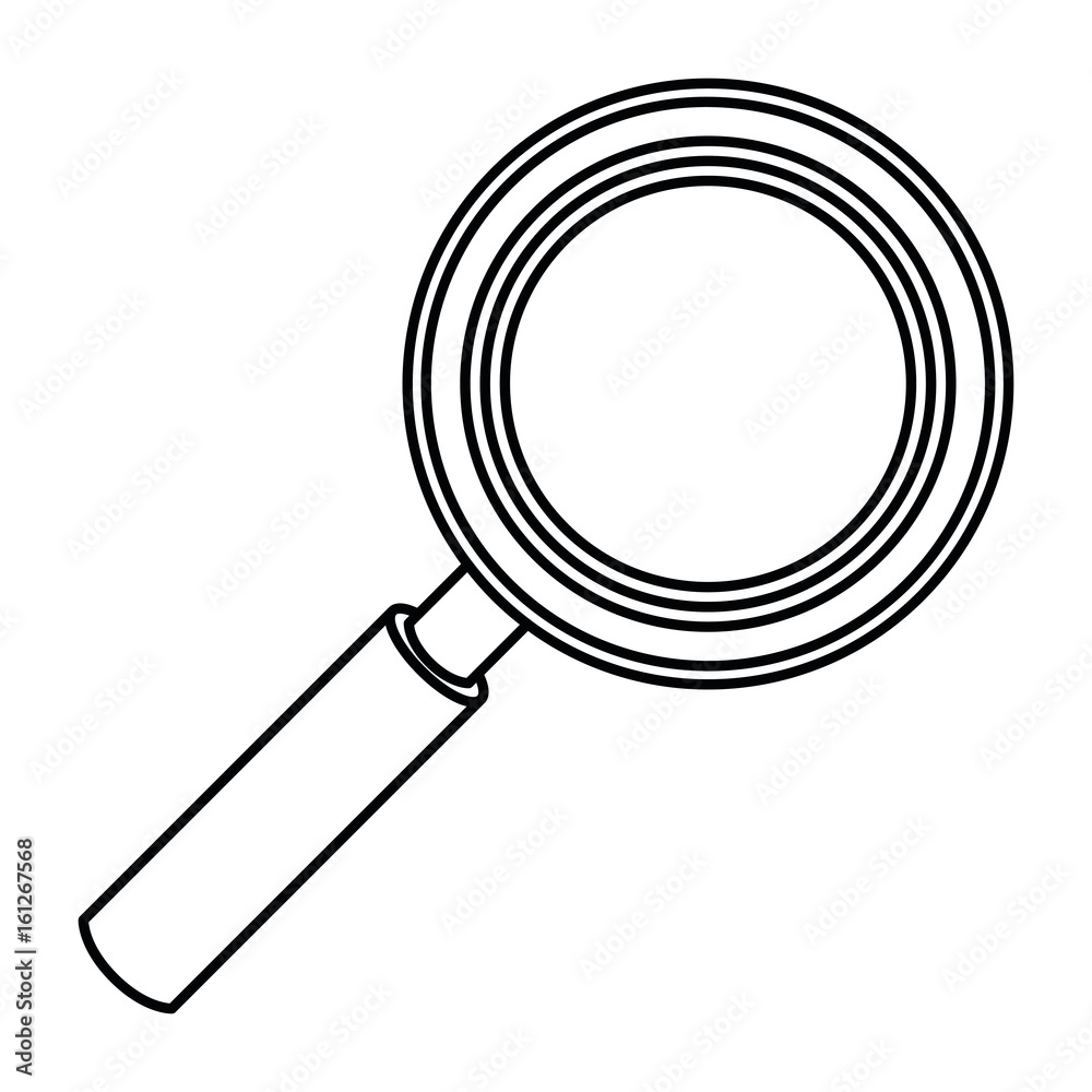 white background with monochrome silhouette of magnifying glass in closeup vector illustration white background with monochrome silhouette of magnifying glass in closeup vector illustration