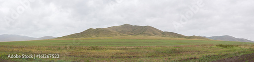 Mountain steppe in the valley of the Kings at Uyuk basin. Tuva, Siberia, Russia