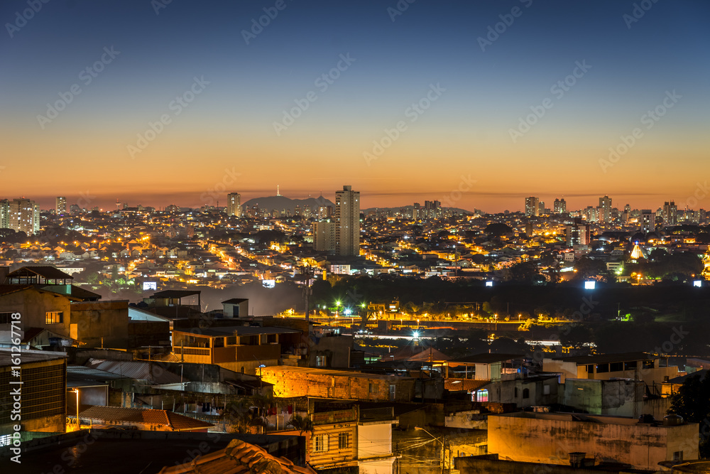 Sunset in Sao Paulo city, travel in vacation to Brazil