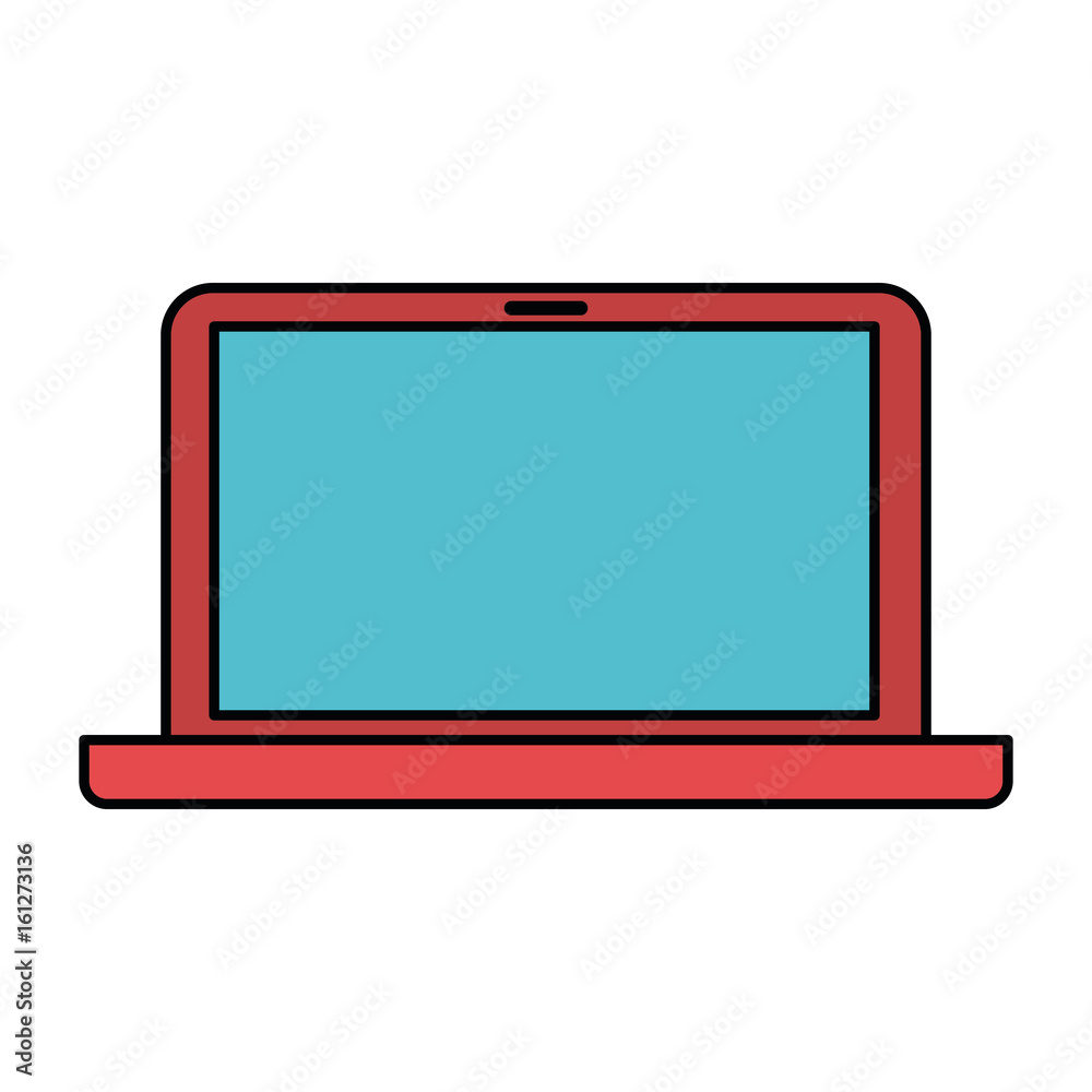 white background with red laptop computer in front view with thick contour vector illustration white background with red laptop computer in front view with thick contour vector illustration