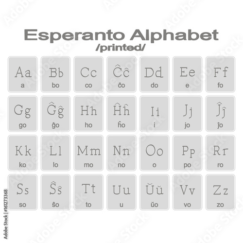 Set of monochrome icons with esperanto alphabet for your design photo
