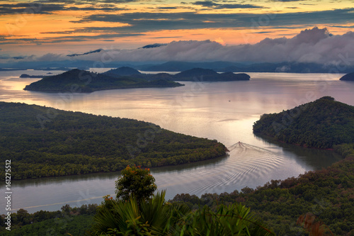 Tropical mangrove forest, Ranong estuary,Viewpoint Khao Fachi Ranong Thailand