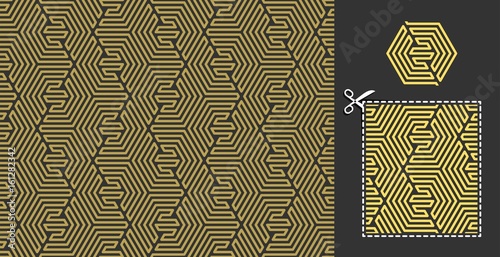 Geometric Pattern. Seamless ornament combined from hexagonal similar recurring elements.