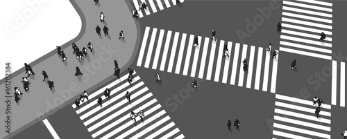 Fotografija Illustration of busy road crossing from high angle view