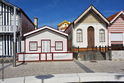 Striped colored houses, Costa Nova, Beira Litoral, Portugal, Europe