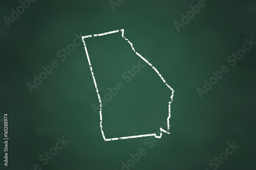 Georgia State Borderline Map Chalk Style