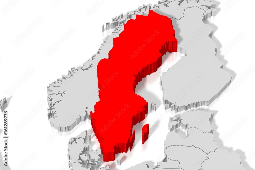 Fototapeta premium 3D map - Sweden