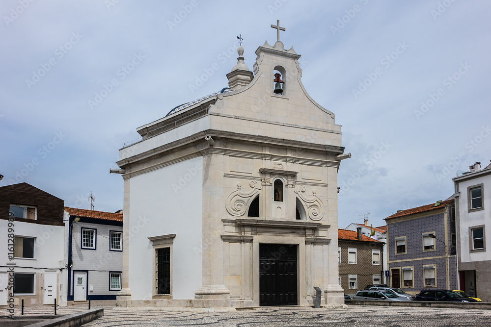 Small Goncalinho church in Barroque style. Built during the first quarter of the 18th century (1714) in honor of the patron St. Goncalinho. Aveiro, Portugal.