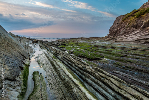 Zumaia flysch coast at sunset © David