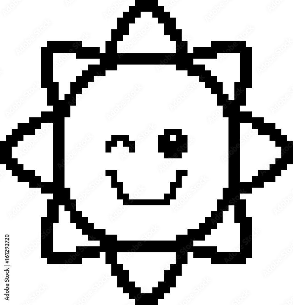 Obraz premium Winking 8-Bit Cartoon Sun