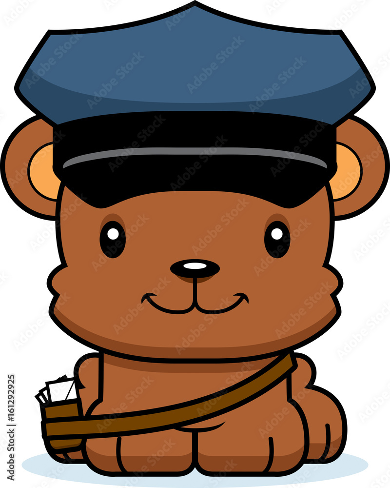 Cartoon Smiling Mail Carrier Bear Cartoon Smiling Mail Carrier Bear