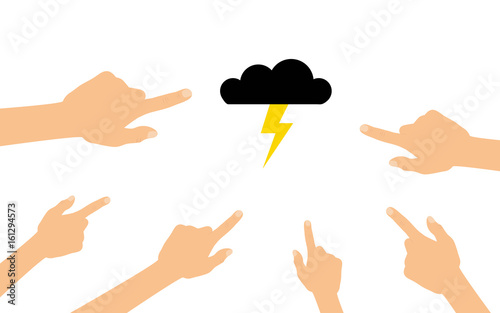 Hände zeigen auf - Gewitterwolke - Gefahr