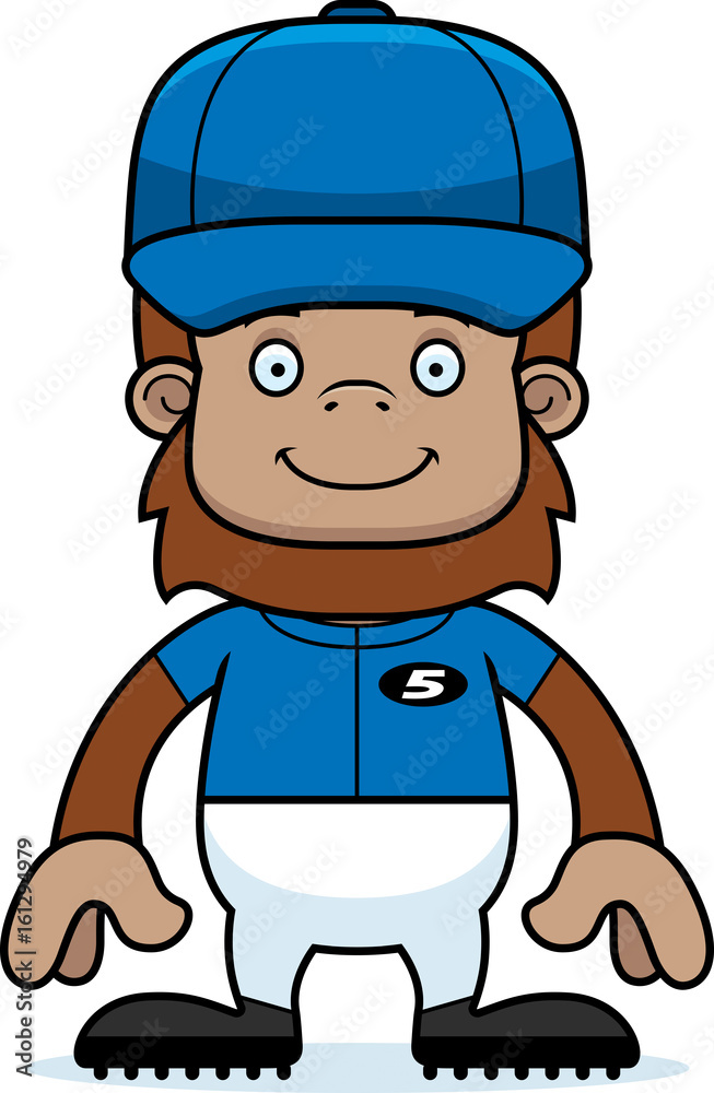 Cartoon Smiling Baseball Player Sasquatch Cartoon Smiling Baseball Player Sasquatch
