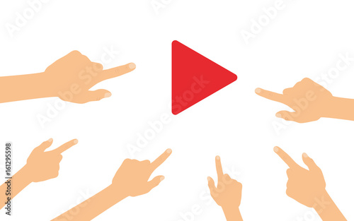 Hände zeigen auf - Play Button