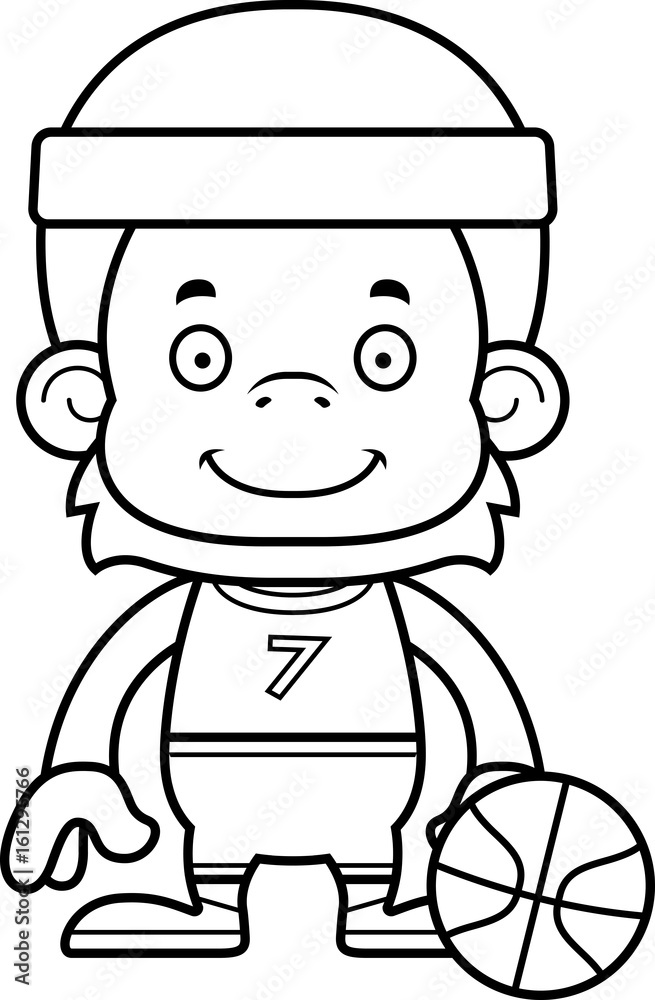 Cartoon Smiling Basketball Player Orangutan Cartoon Smiling Basketball Player Orangutan