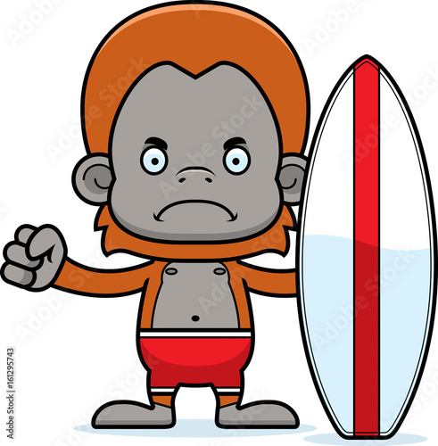 Cartoon Angry Surfer Orangutan