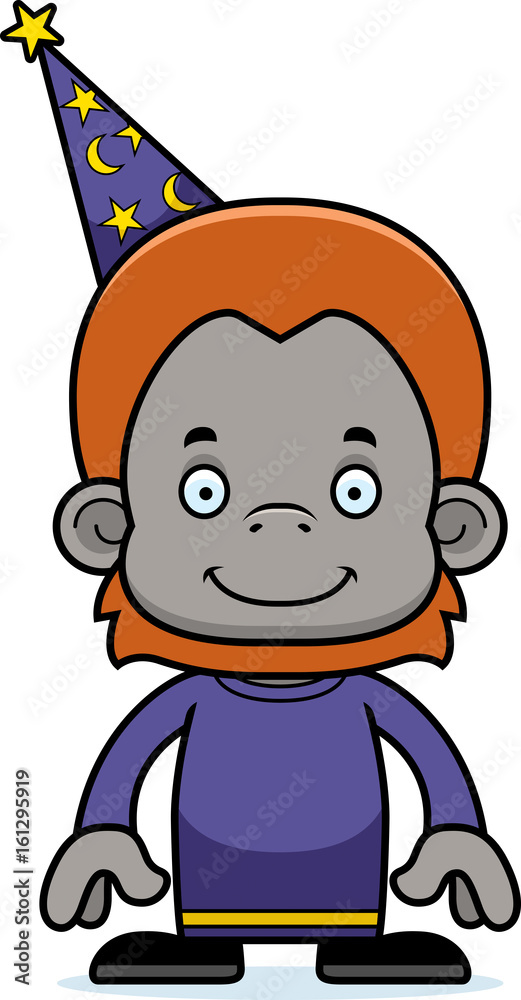 Fototapeta premium Cartoon Smiling Wizard Orangutan