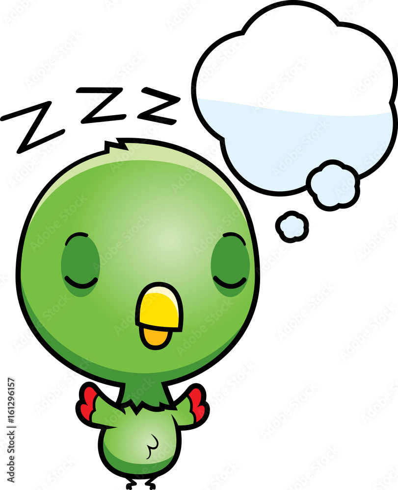 Obraz premium Cartoon Baby Parrot Dreaming