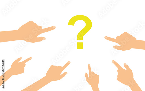 Hände zeigen auf - Fragezeichen - FAQ