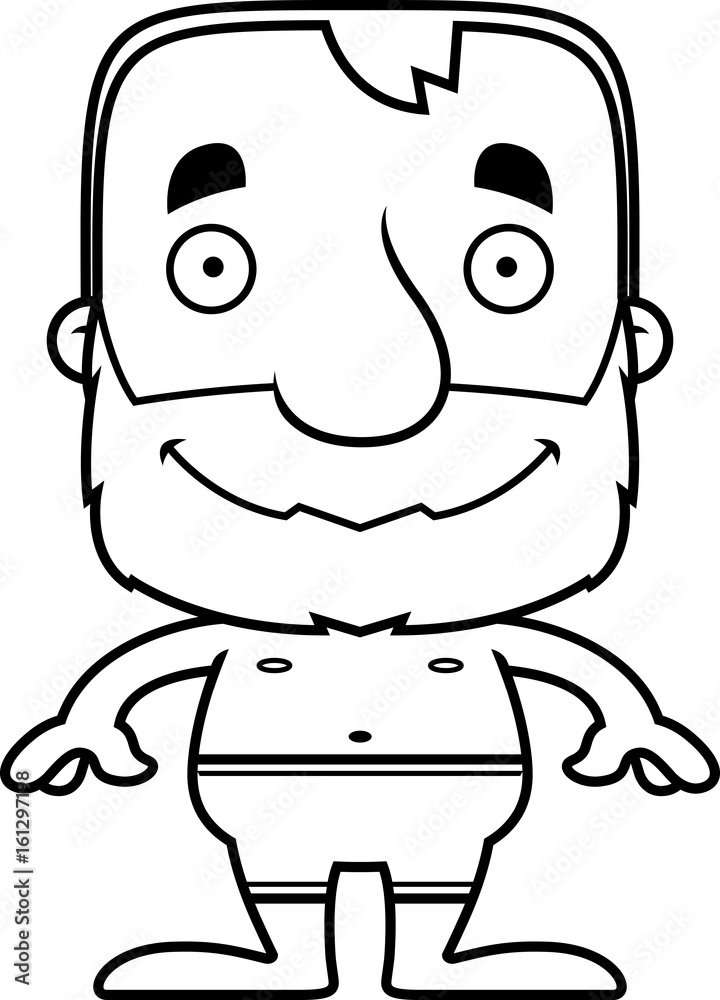 Fototapeta premium Cartoon Smiling Man Swimsuit