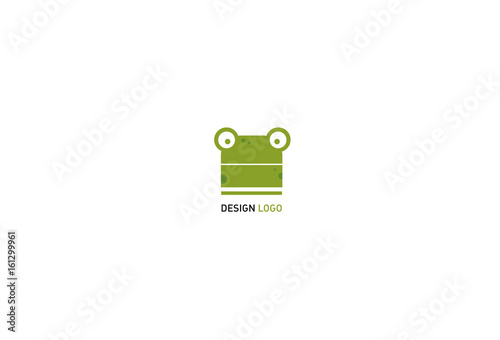 Laconic geometric logo, the head of the frog in the style of flat