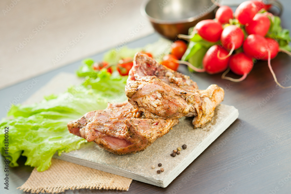Marinated chicken meat and vegetables Marinated chicken meat and vegetables