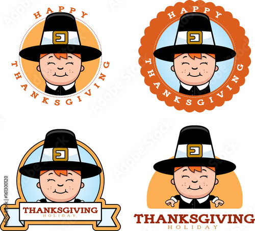 Cartoon Thanksgiving Pilgrim Boy Graphic