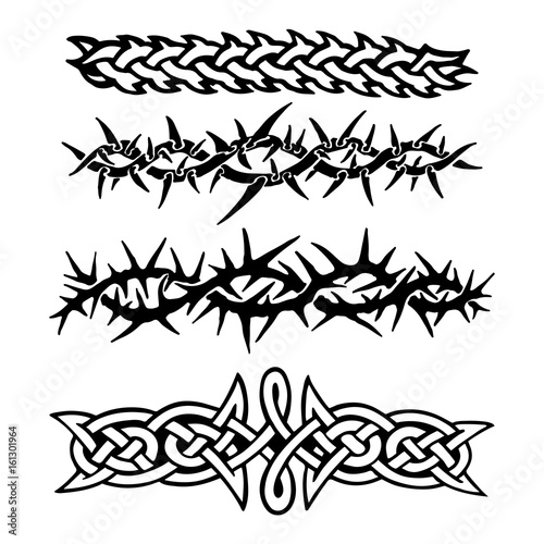 Vector Tattoo Border Set. Vector