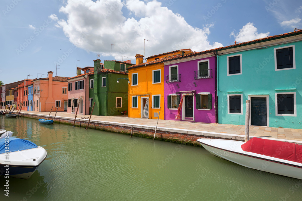 Colorful architecture of the Burano island near the Venice in Italy.
